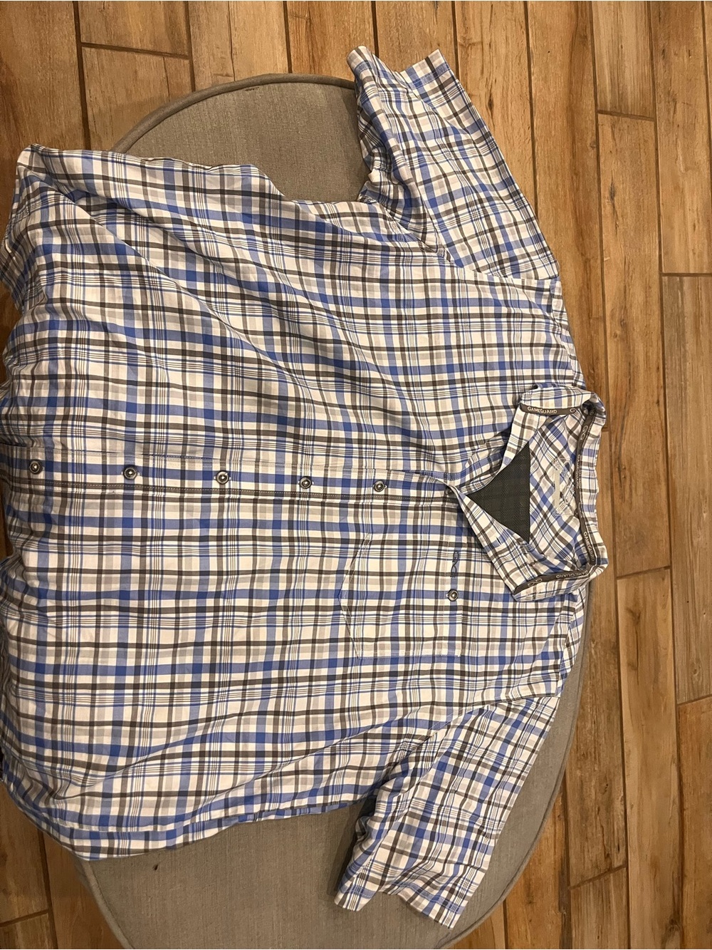 GameGuard Mens Plaid Short Sleeve Button Up Fishing Shirt Blue Gray
